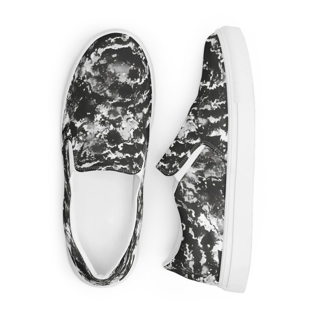 Monochrome Rift on Men's Slip-On Canvas Shoes — Front