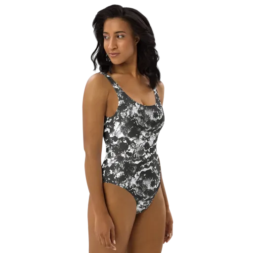 Monochrome Rift on a One-Piece Swimsuit