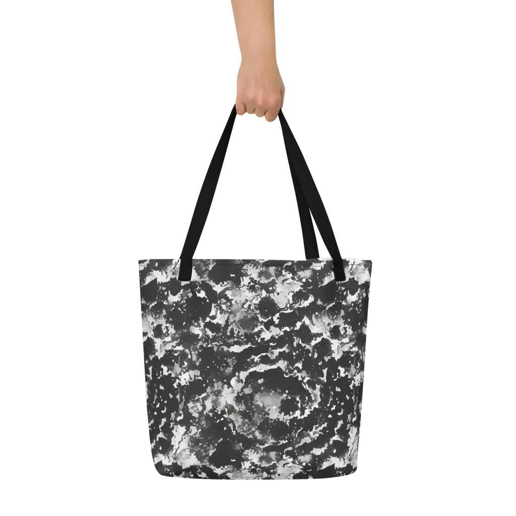 Monochrome Rift on Large Tote Bag W/ Pocket — Front