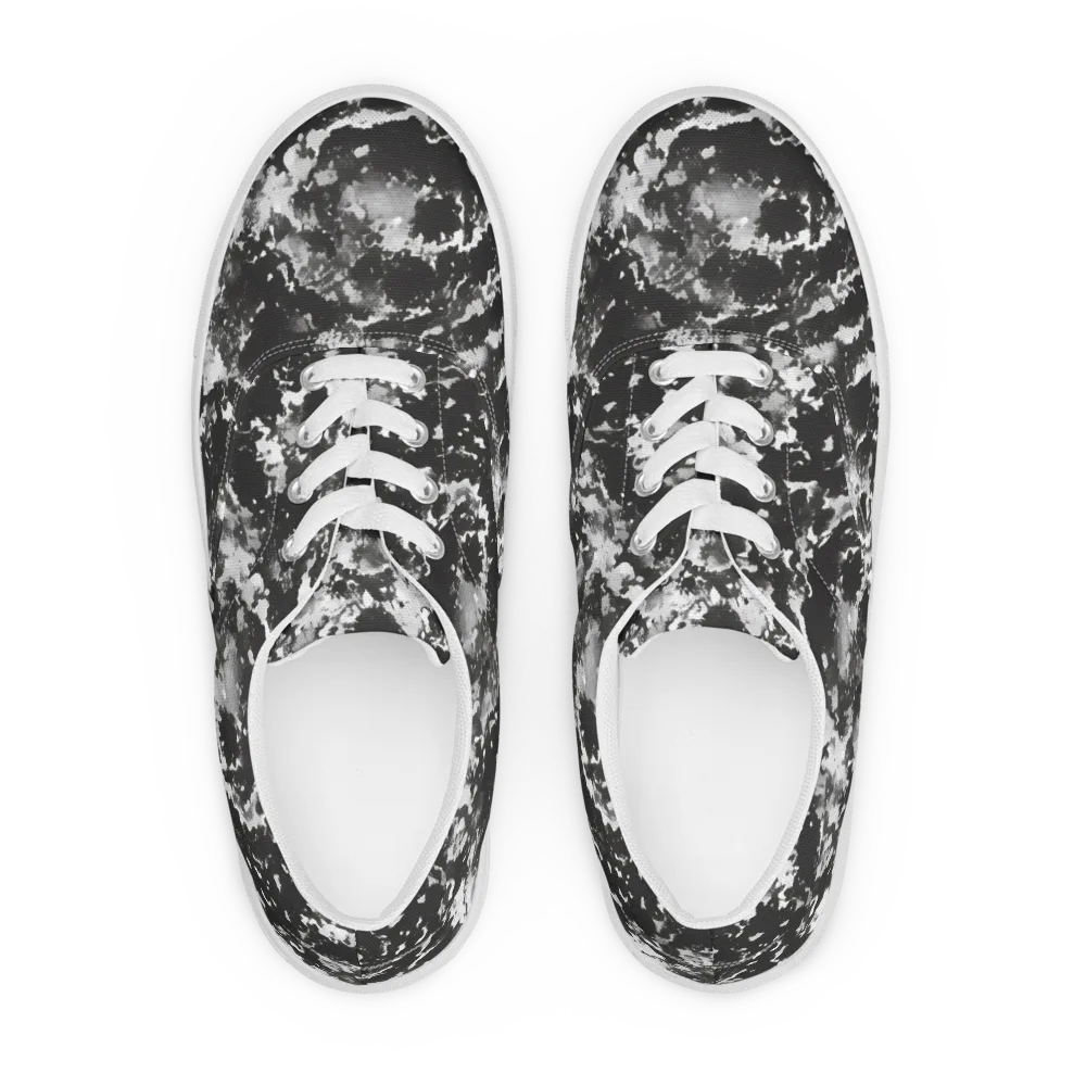 Monochrome Rift on Men's Lace-Up Canvas Shoes — Front