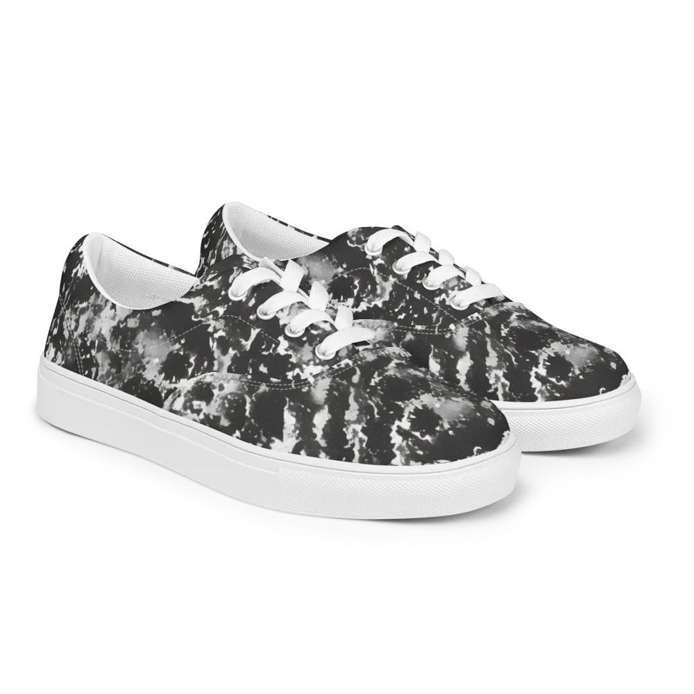 Monochrome Rift on Men's Lace-Up Canvas Shoes — Right Front