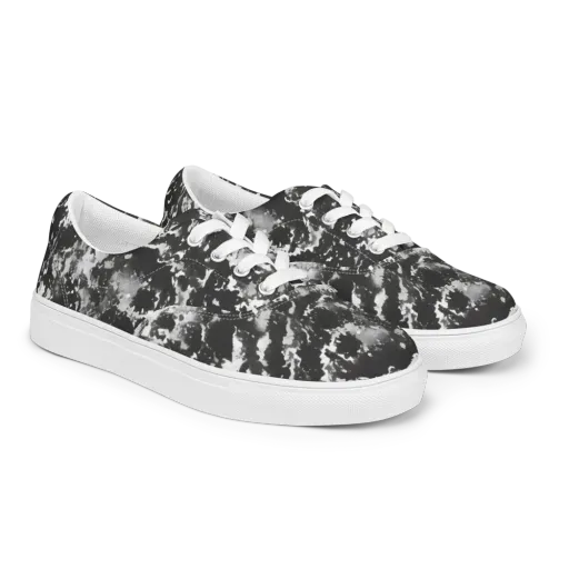 Monochrome Rift on a Men's Lace-Up Canvas Shoes