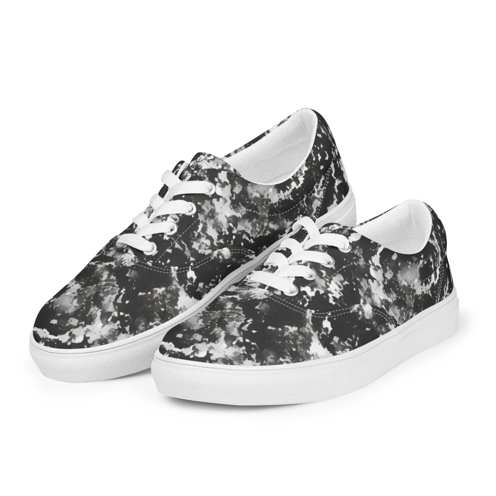 Monochrome Rift on Men's Lace-Up Canvas Shoes — Left Front