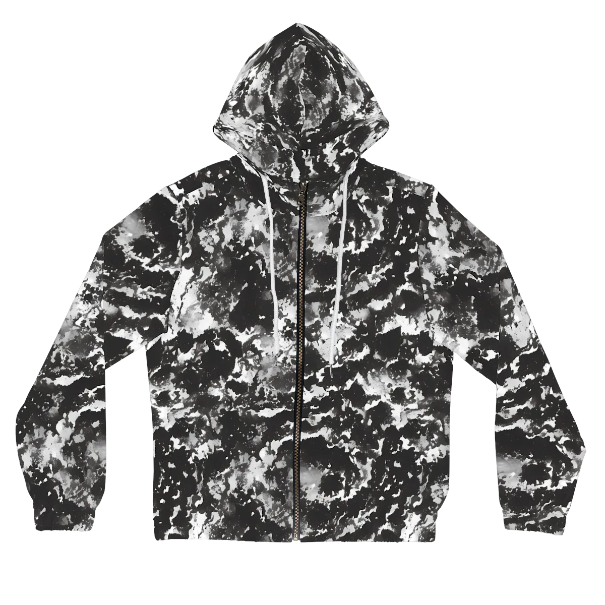 Monochrome Rift on Women's Full-Zip Hoodie — Front
