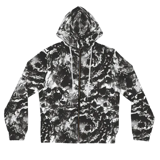 Monochrome Rift on a Women's Full-Zip Hoodie