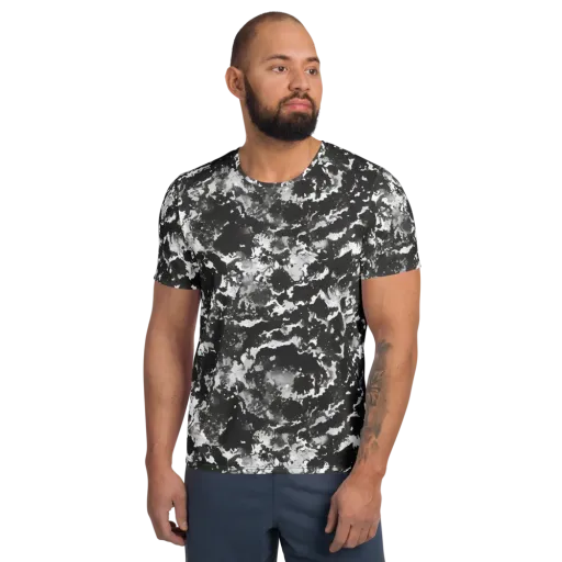 Monochrome Rift on a Men's Athletic T-Shirt