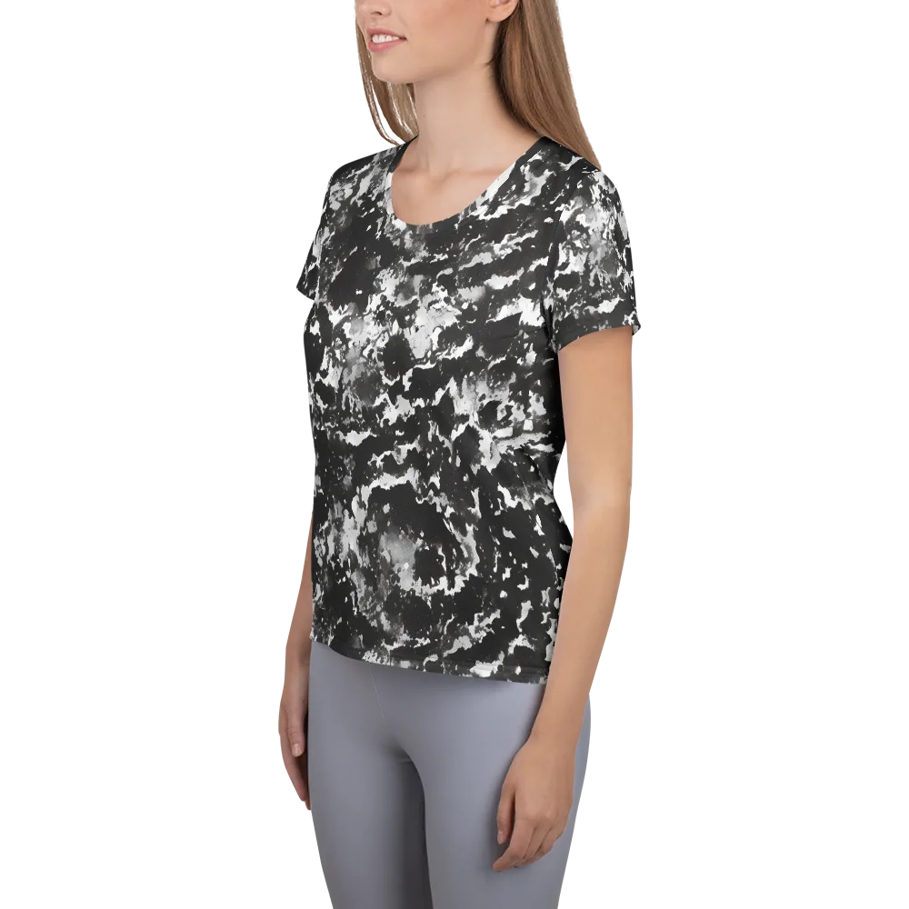 Monochrome Rift on Women's Athletic T-Shirt — Left