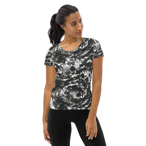 Monochrome Rift on a Women's Athletic T-Shirt