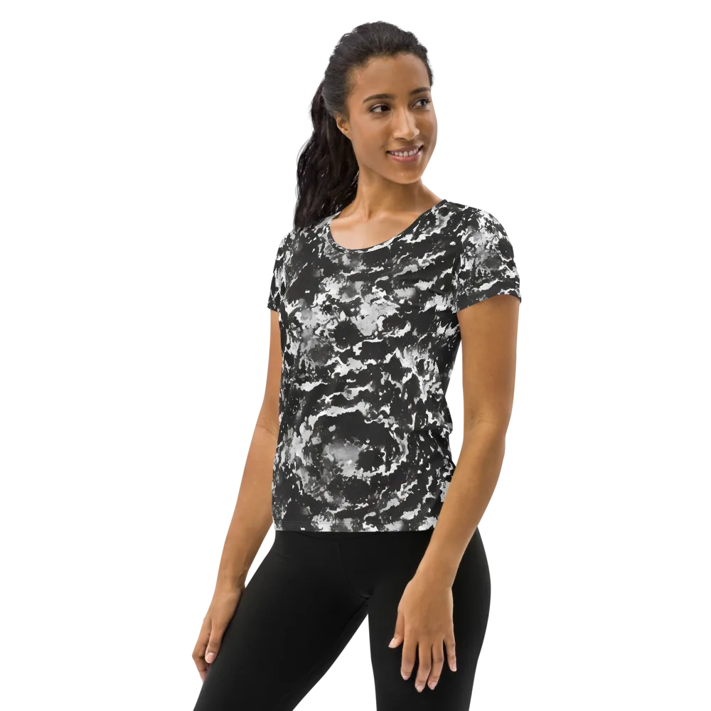 Monochrome Rift on Women's Athletic T-Shirt — Left