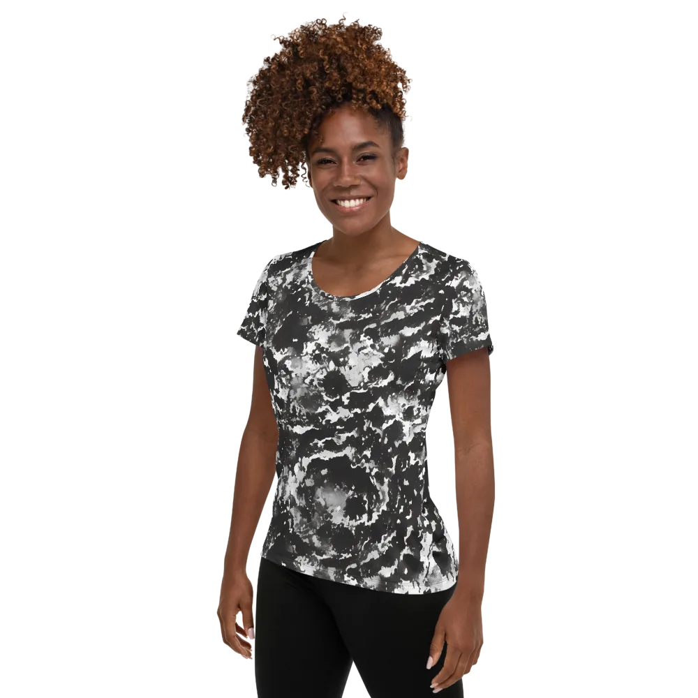 Monochrome Rift on Women's Athletic T-Shirt — Left