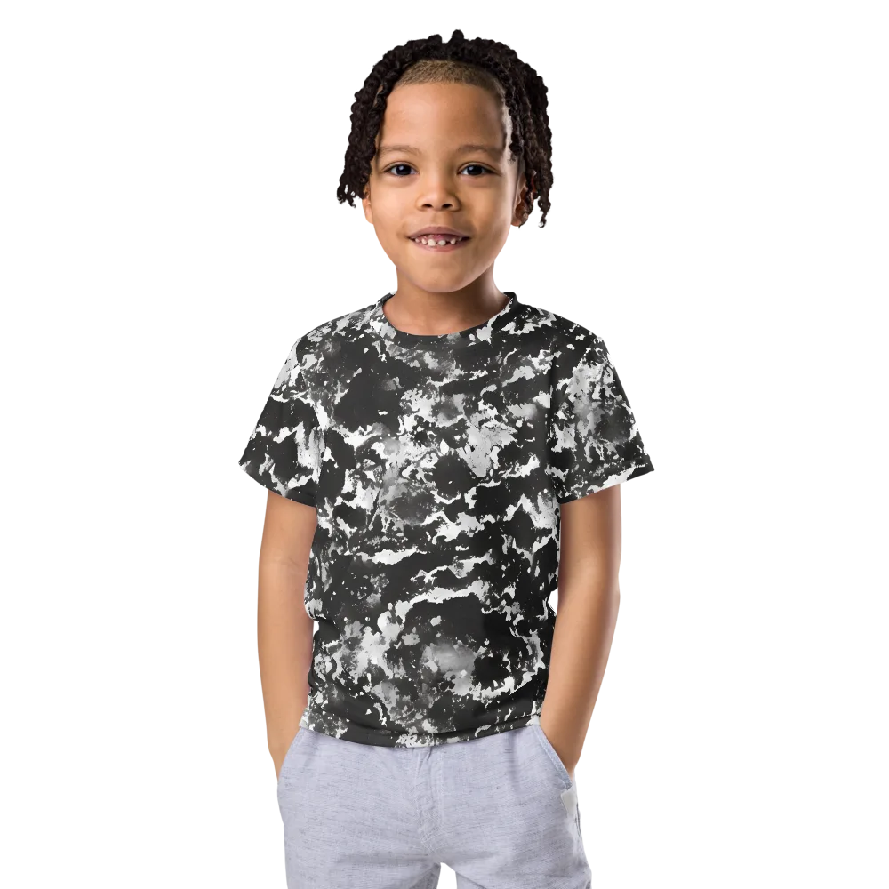Monochrome Rift on Kids Crew Neck T-Shirt — Front