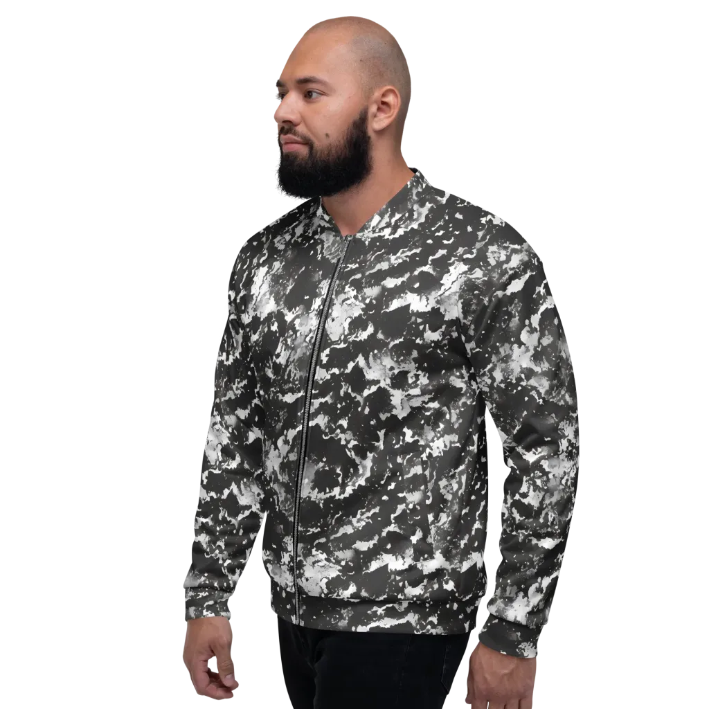 Monochrome Rift on Bomber Jacket — Left