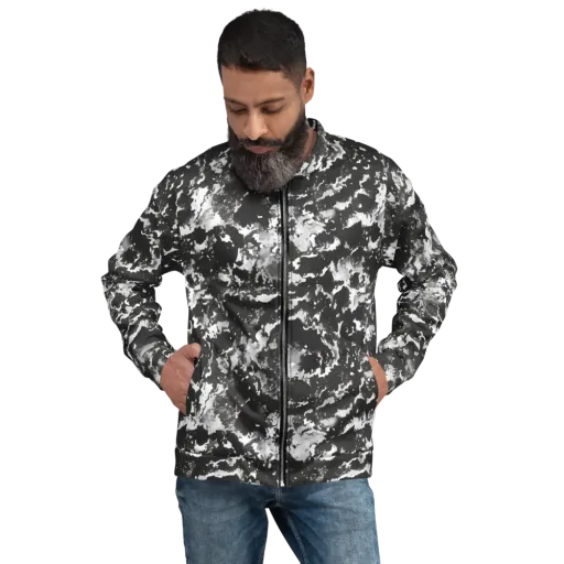 Monochrome Rift on a Bomber Jacket