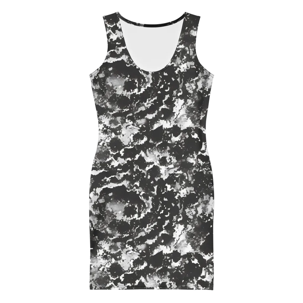 Monochrome Rift on Bodycon Dress — Front