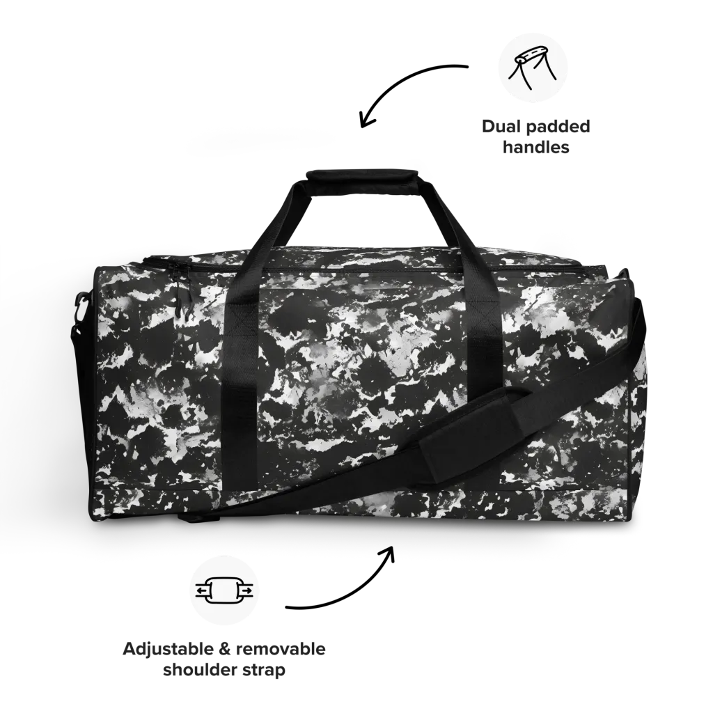 Monochrome Rift on Duffle Bag — Front
