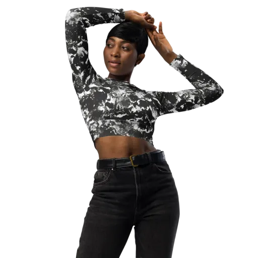 Monochrome Rift on a Long Sleeve Crop Top