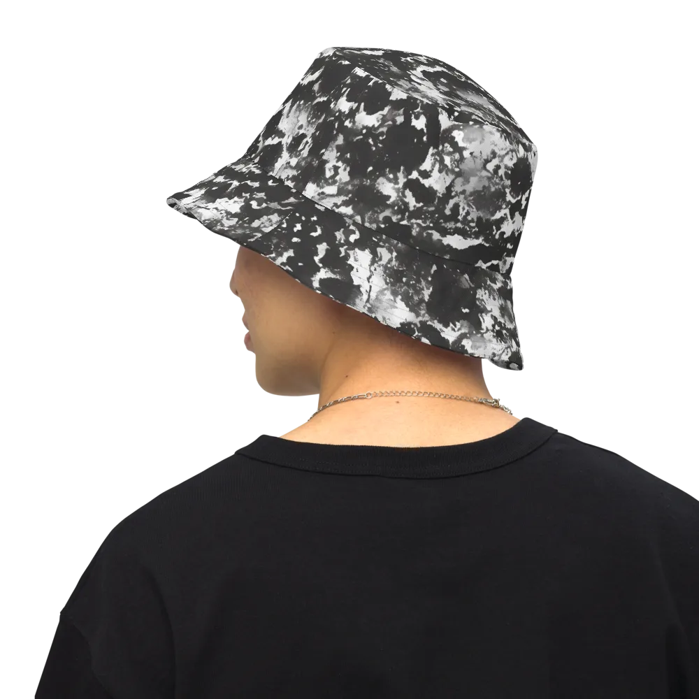 Monochrome Rift on Reversible Bucket Hat — Back Inside