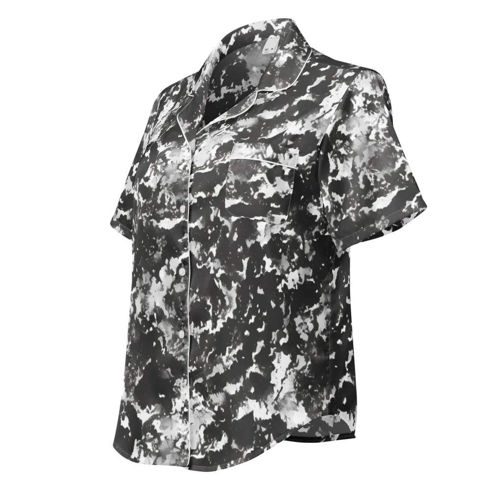 Monochrome Rift on Women's Short Sleeve Pajama Top — Left Front