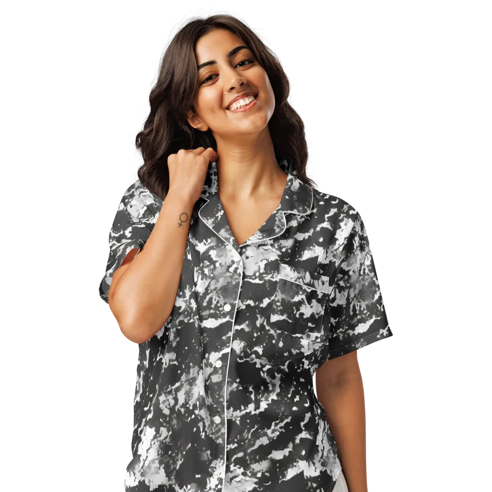 Monochrome Rift on Women's Short Sleeve Pajama Top — Front