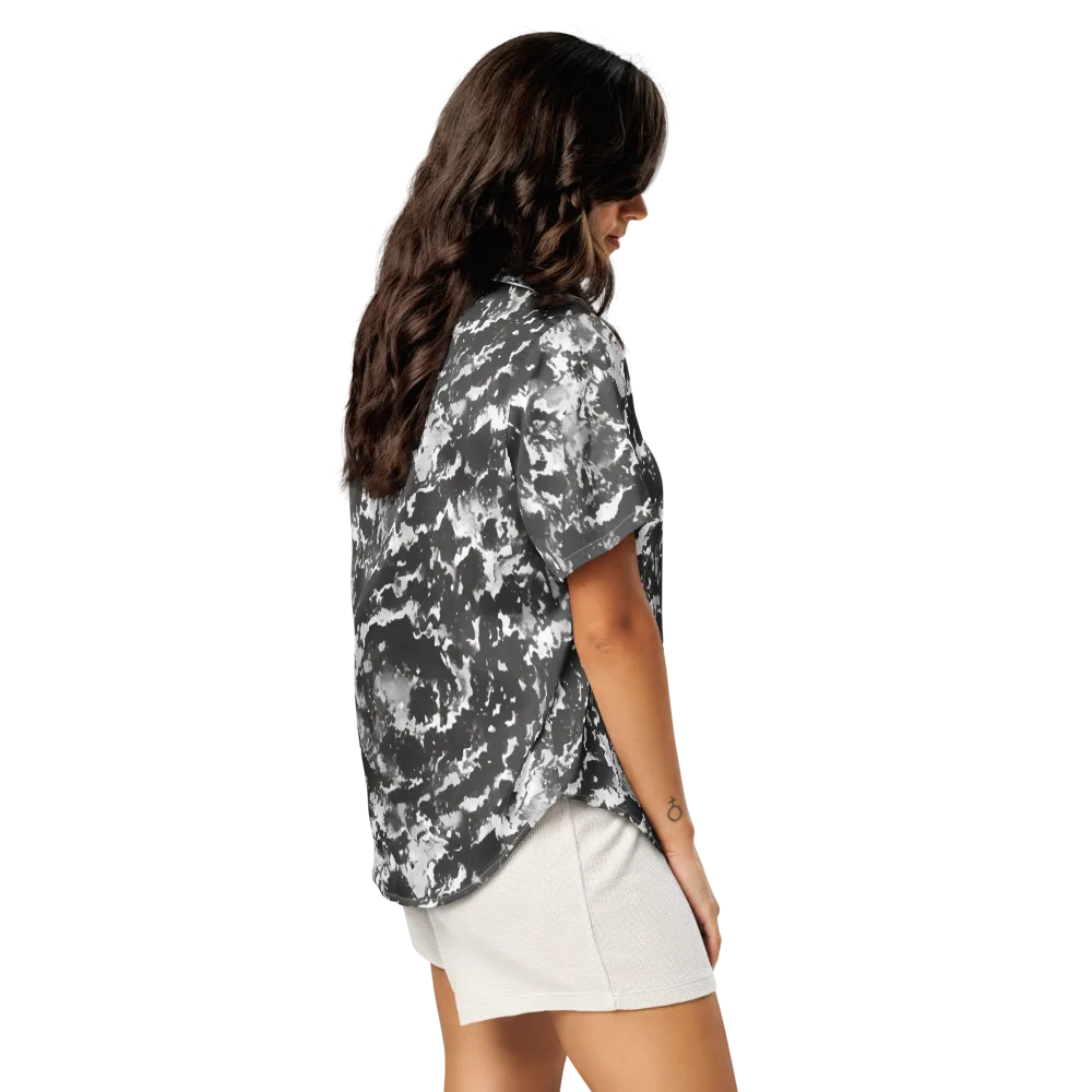 Monochrome Rift on Women's Short Sleeve Pajama Top — Right Back