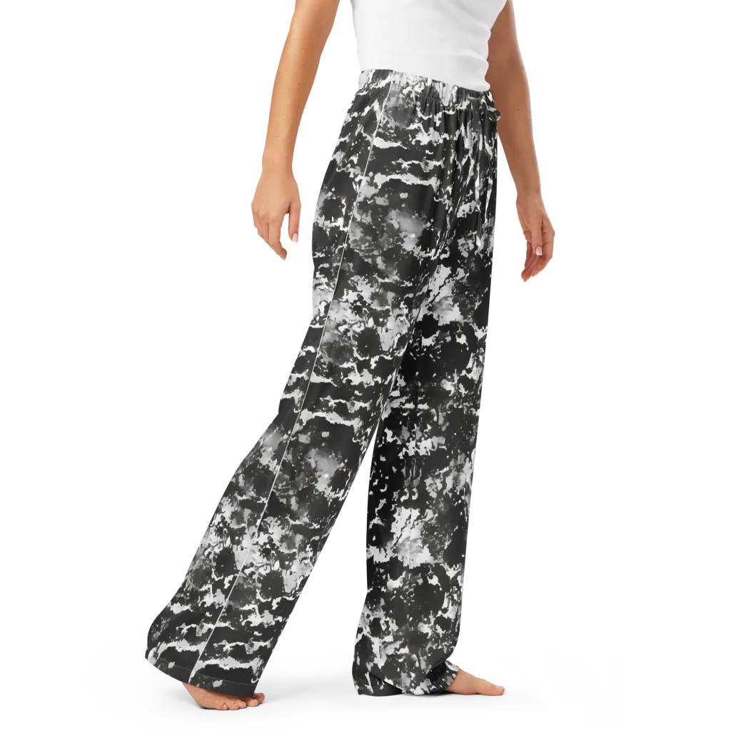 Monochrome Rift on Women's Pajama Pants — Right Front