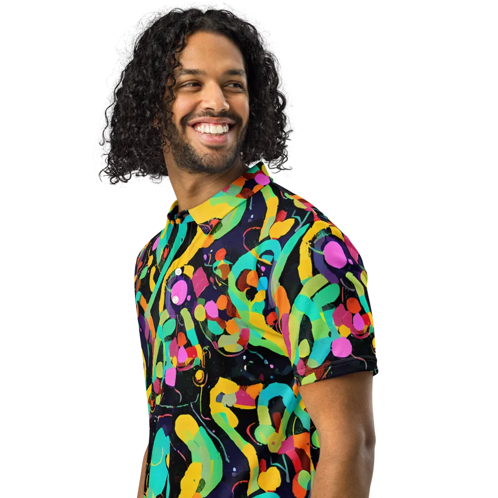 Neon Kinetic on Men's Slim Fit Polo Shirt — Left Front