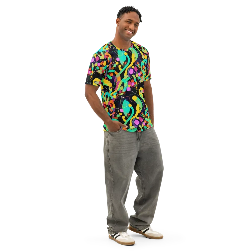 Neon Kinetic on Men's Cotton Crew Neck T-Shirt — Right Front