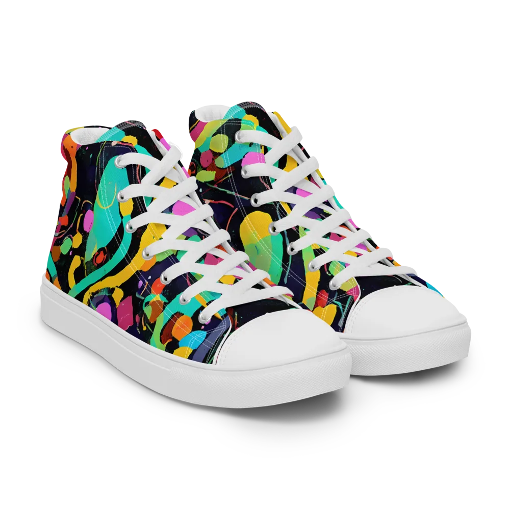 Neon Kinetic on Men's High Top Canvas Shoes — Right Front