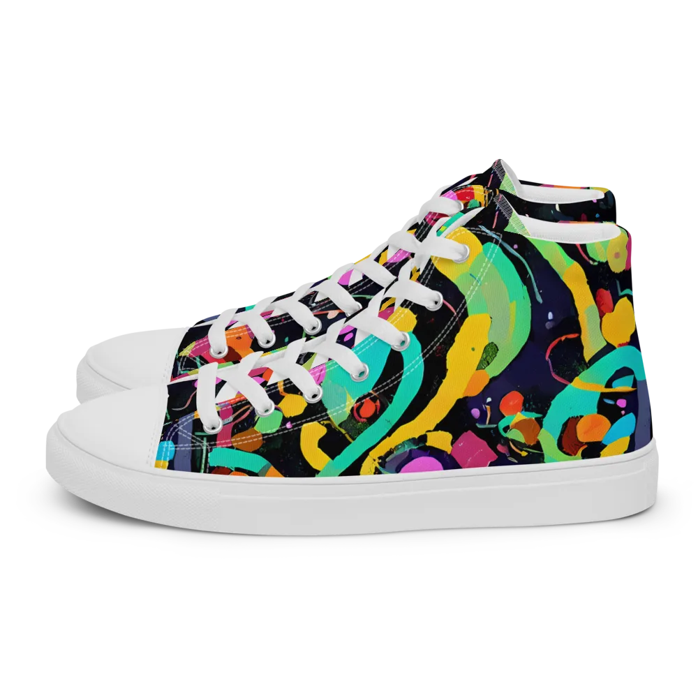 Neon Kinetic on Men's High Top Canvas Shoes — Left