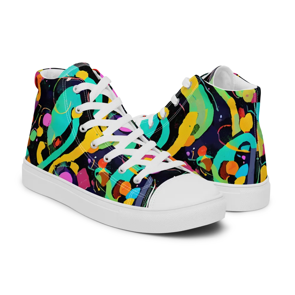 Neon Kinetic on Men's High Top Canvas Shoes — Right