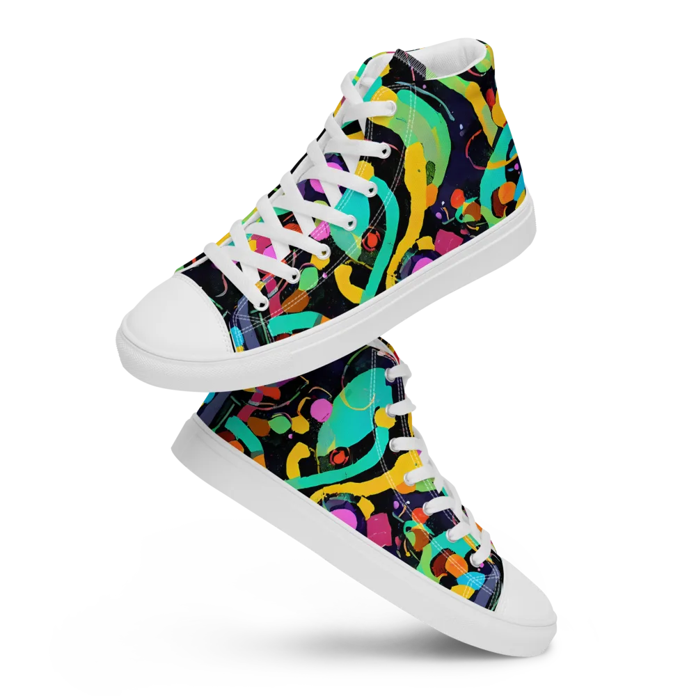Neon Kinetic on Men's High Top Canvas Shoes — Front