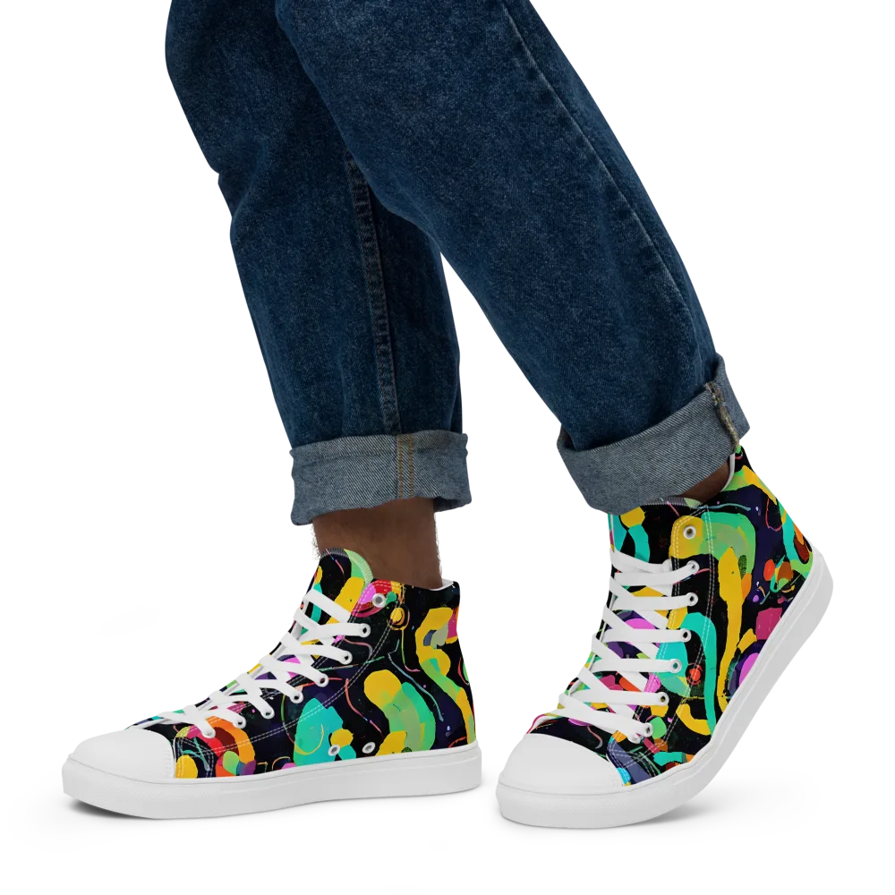 Neon Kinetic on Men's High Top Canvas Shoes — Left