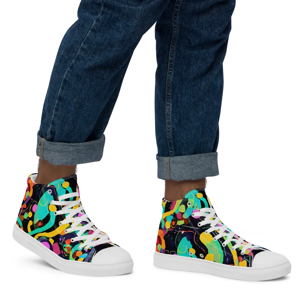 Neon Kinetic on Men's High Top Canvas Shoes — Right