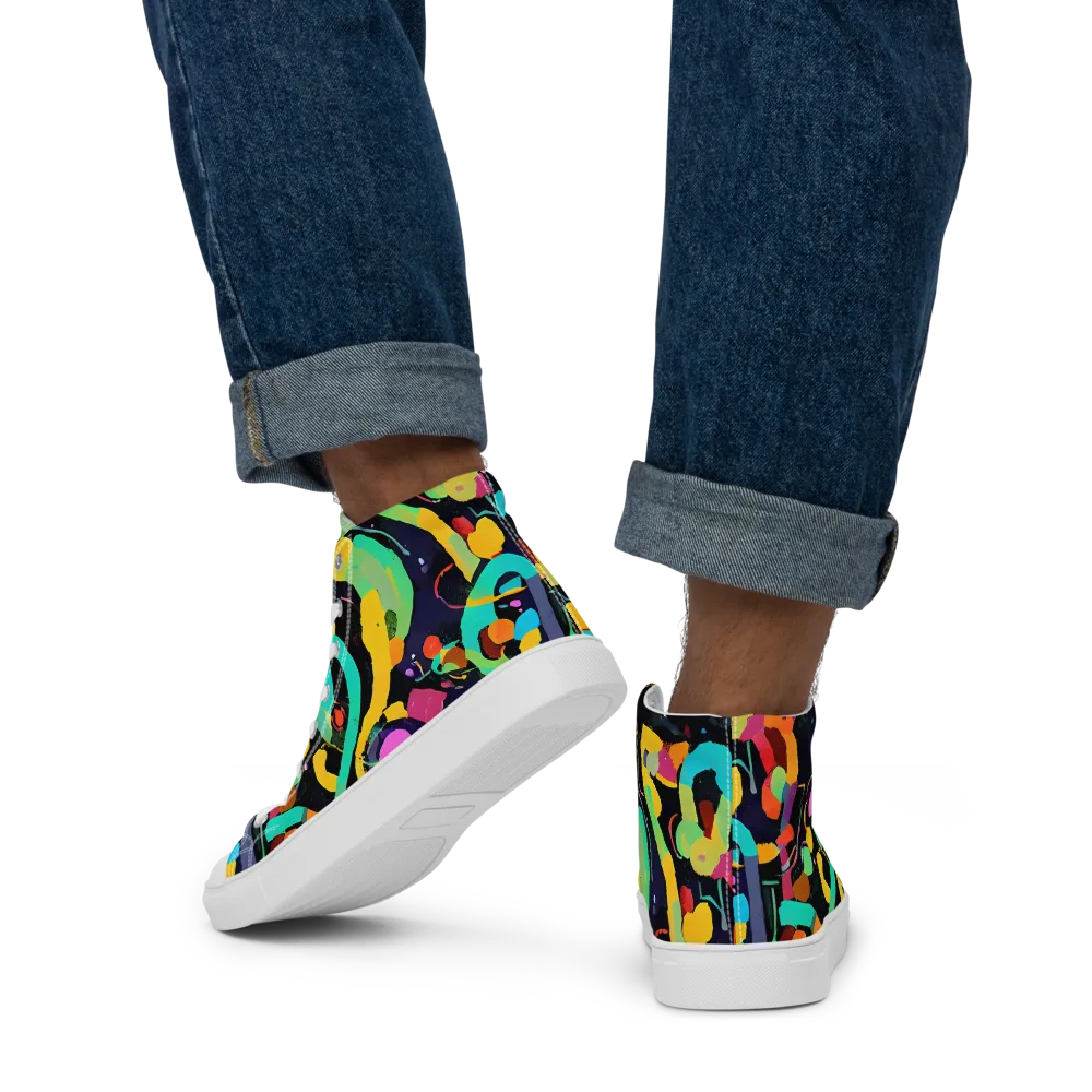 Neon Kinetic on Men's High Top Canvas Shoes — Back