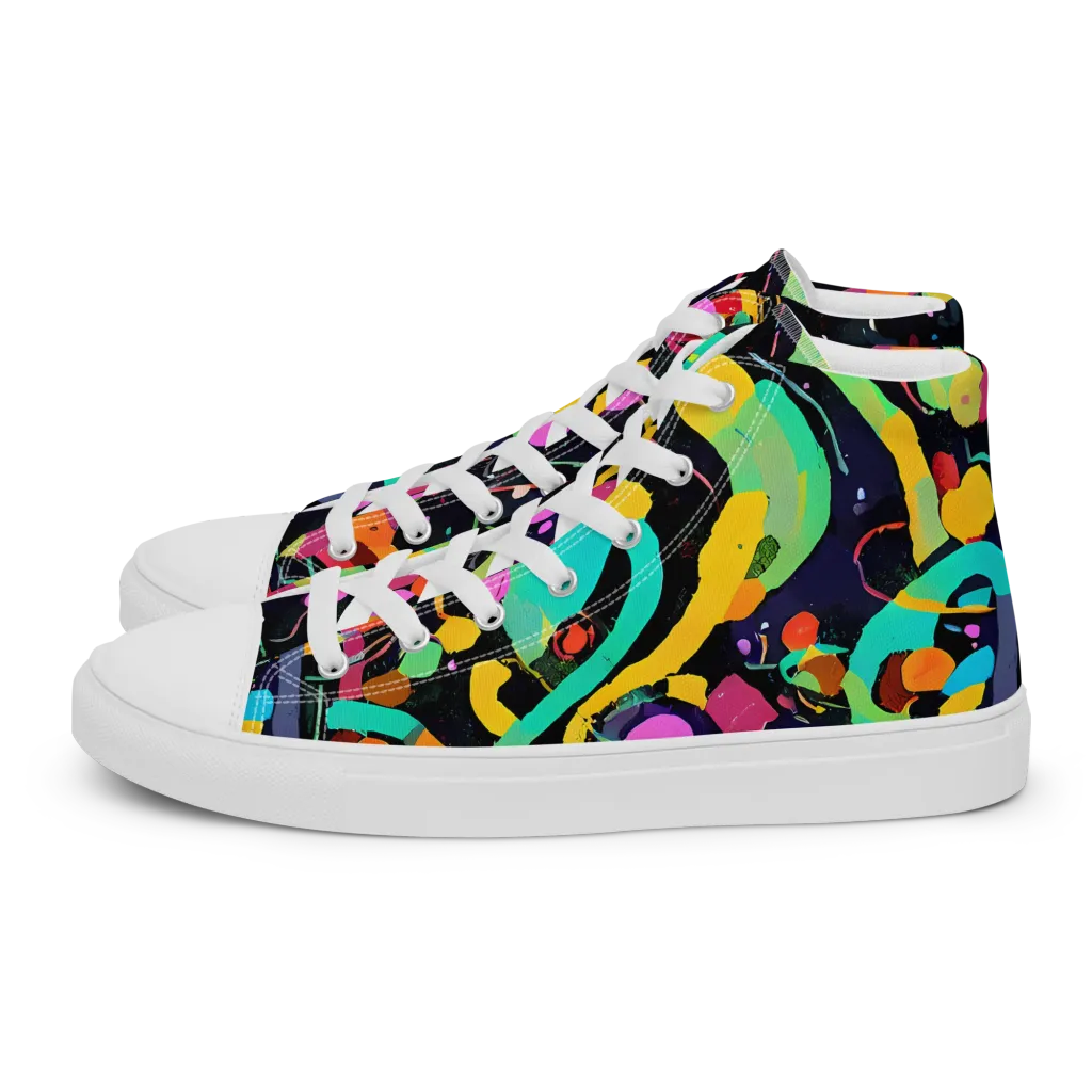 Neon Kinetic on Women's High Top Canvas Shoes — Left