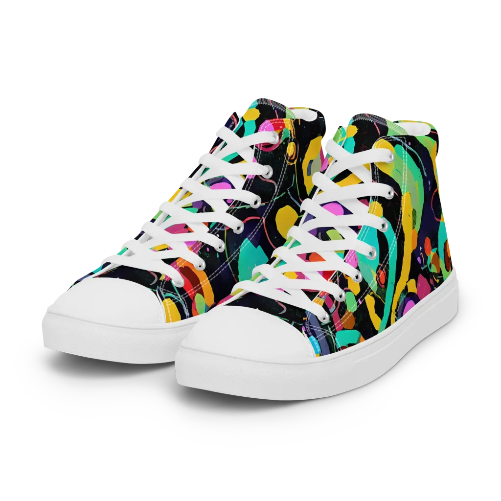 Neon Kinetic on Women's High Top Canvas Shoes — Left Front