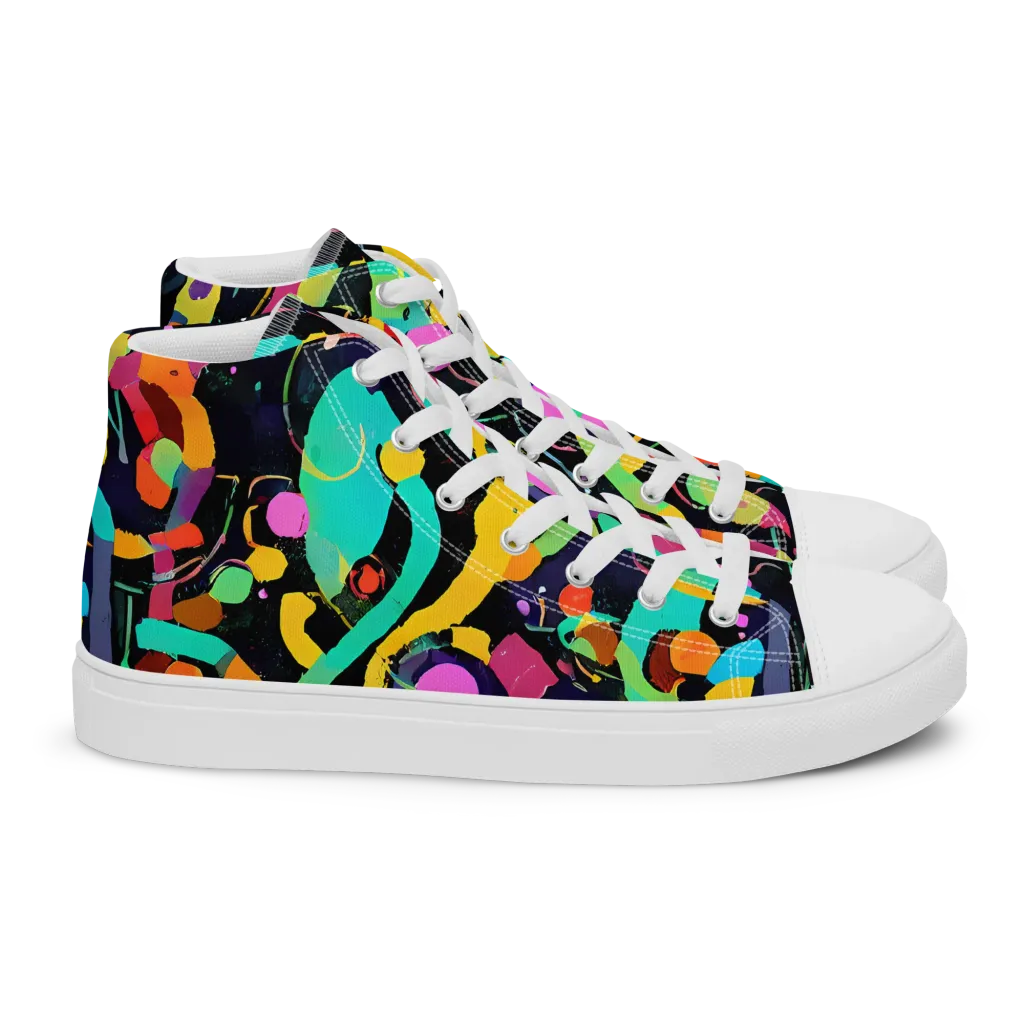 Neon Kinetic on Women's High Top Canvas Shoes — Right