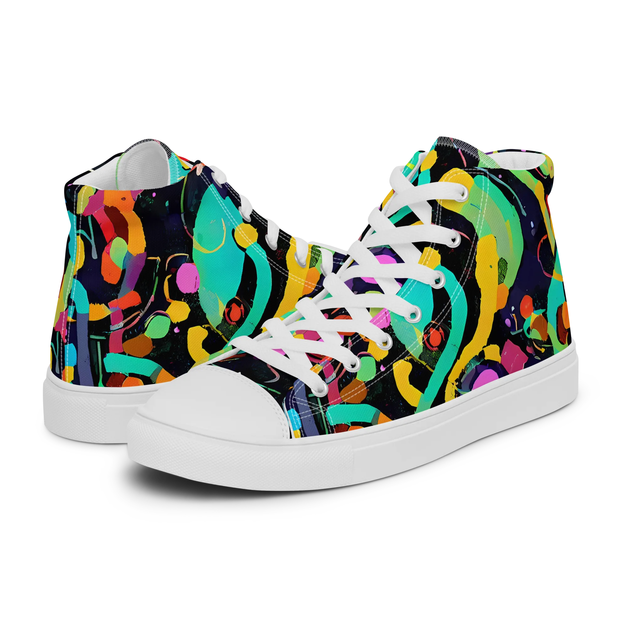 Neon Kinetic on Women's High Top Canvas Shoes — Left