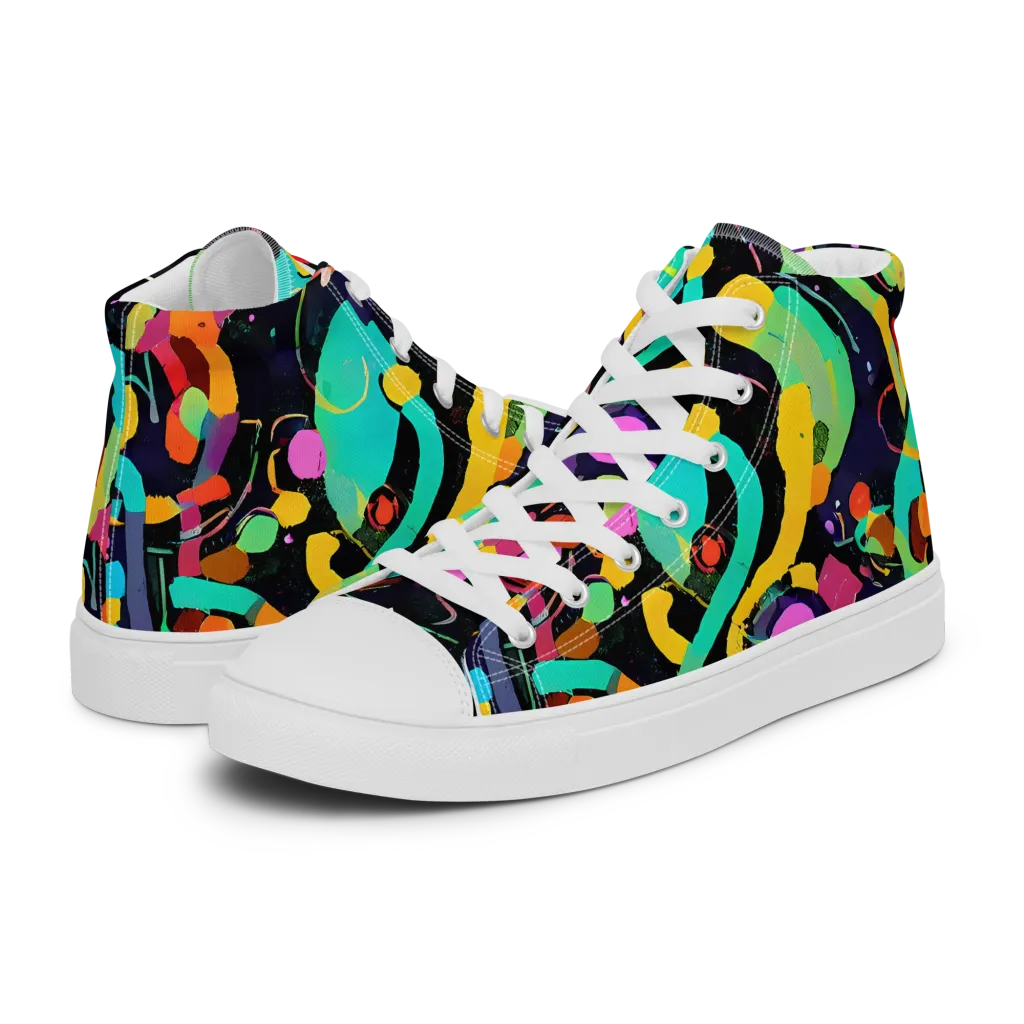 Neon Kinetic on Women's High Top Canvas Shoes — Left