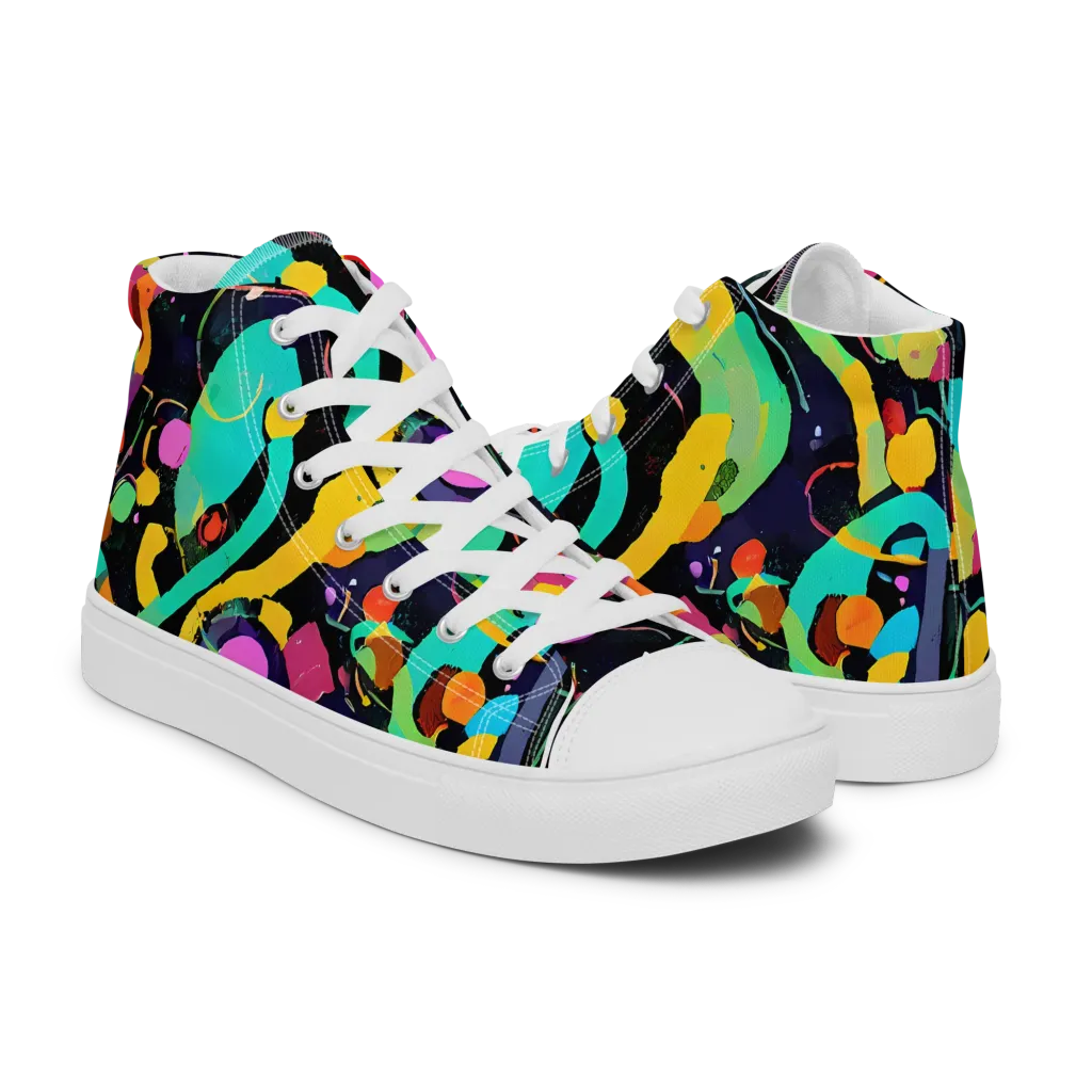 Neon Kinetic on Women's High Top Canvas Shoes — Right
