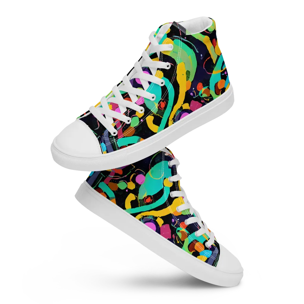 Neon Kinetic on Women's High Top Canvas Shoes — Front