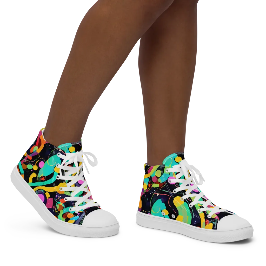 Neon Kinetic on Women's High Top Canvas Shoes — Right