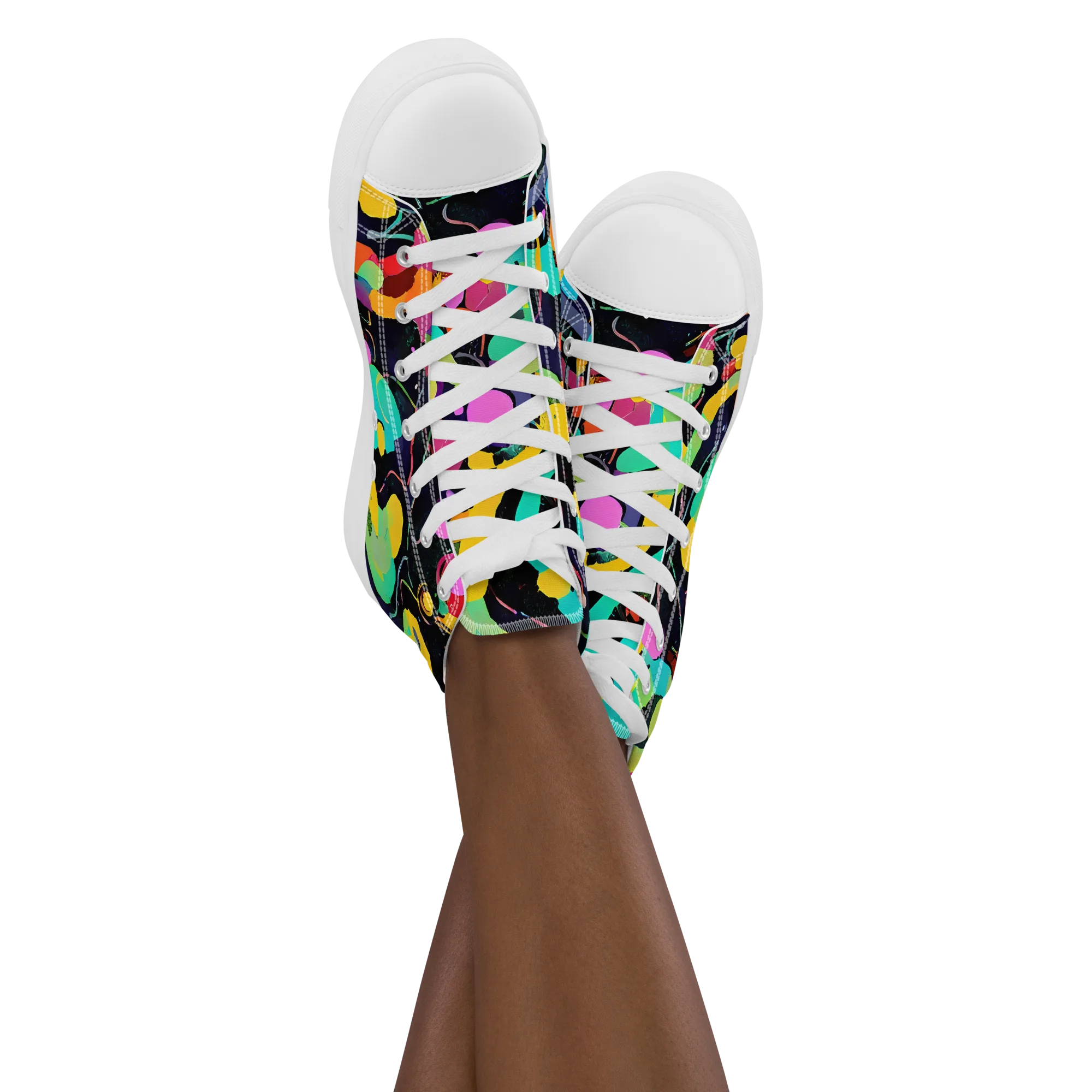 Neon Kinetic on Women's High Top Canvas Shoes — Front