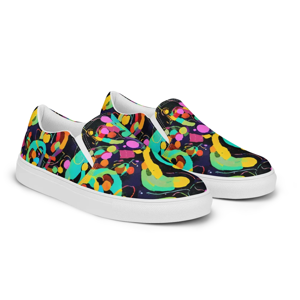 Neon Kinetic on Men's Slip-On Canvas Shoes — Right Front