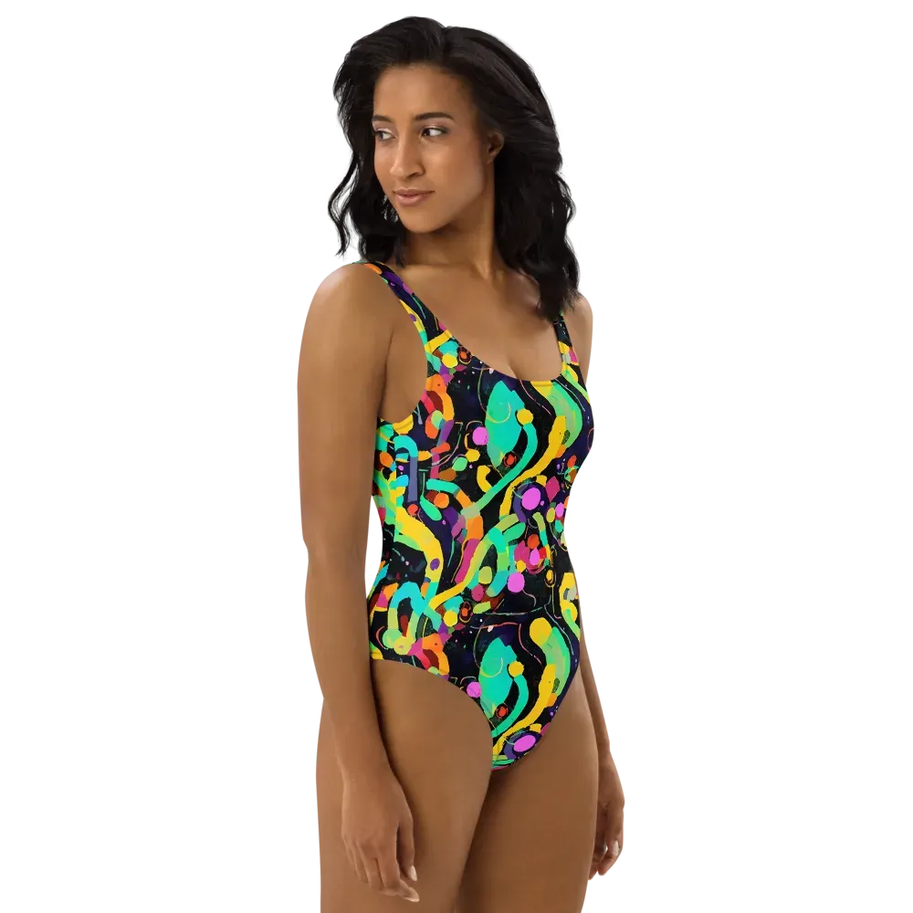 Neon Kinetic on One-Piece Swimsuit — Right