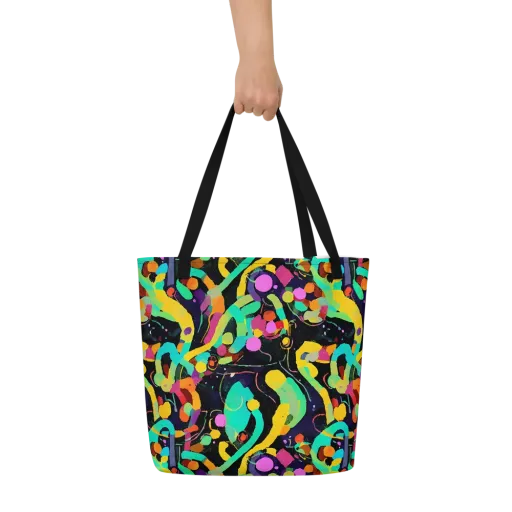 Neon Kinetic on a Large Tote Bag W/ Pocket