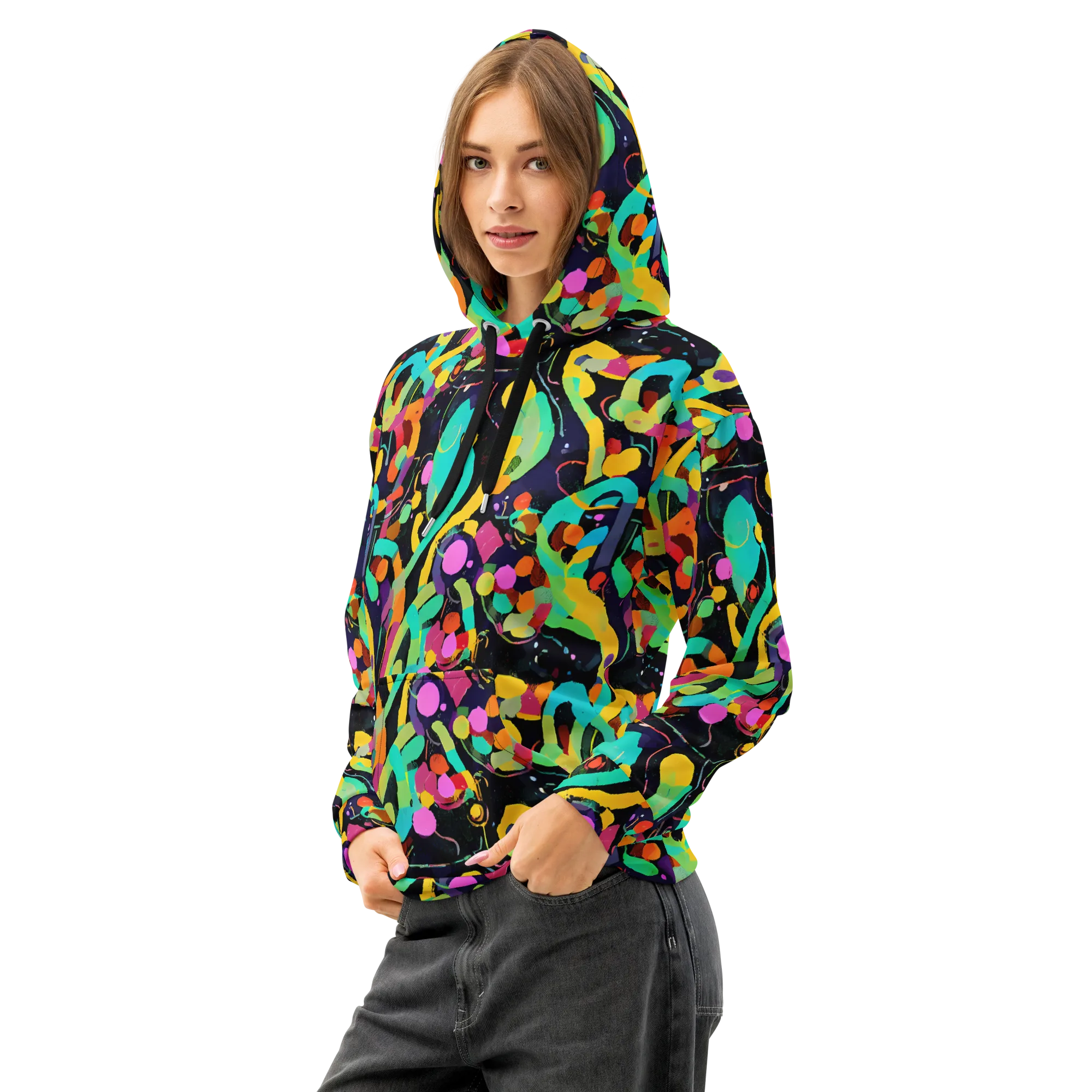 Neon Kinetic on Cotton Hoodie — Left Front