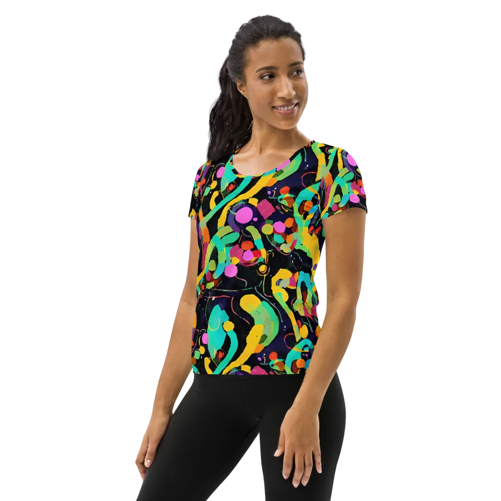 Neon Kinetic on Women's Athletic T-Shirt — Left