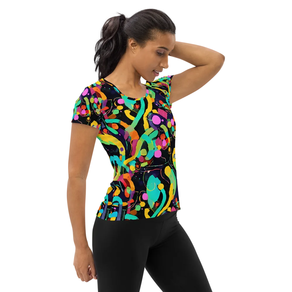 Neon Kinetic on Women's Athletic T-Shirt — Right