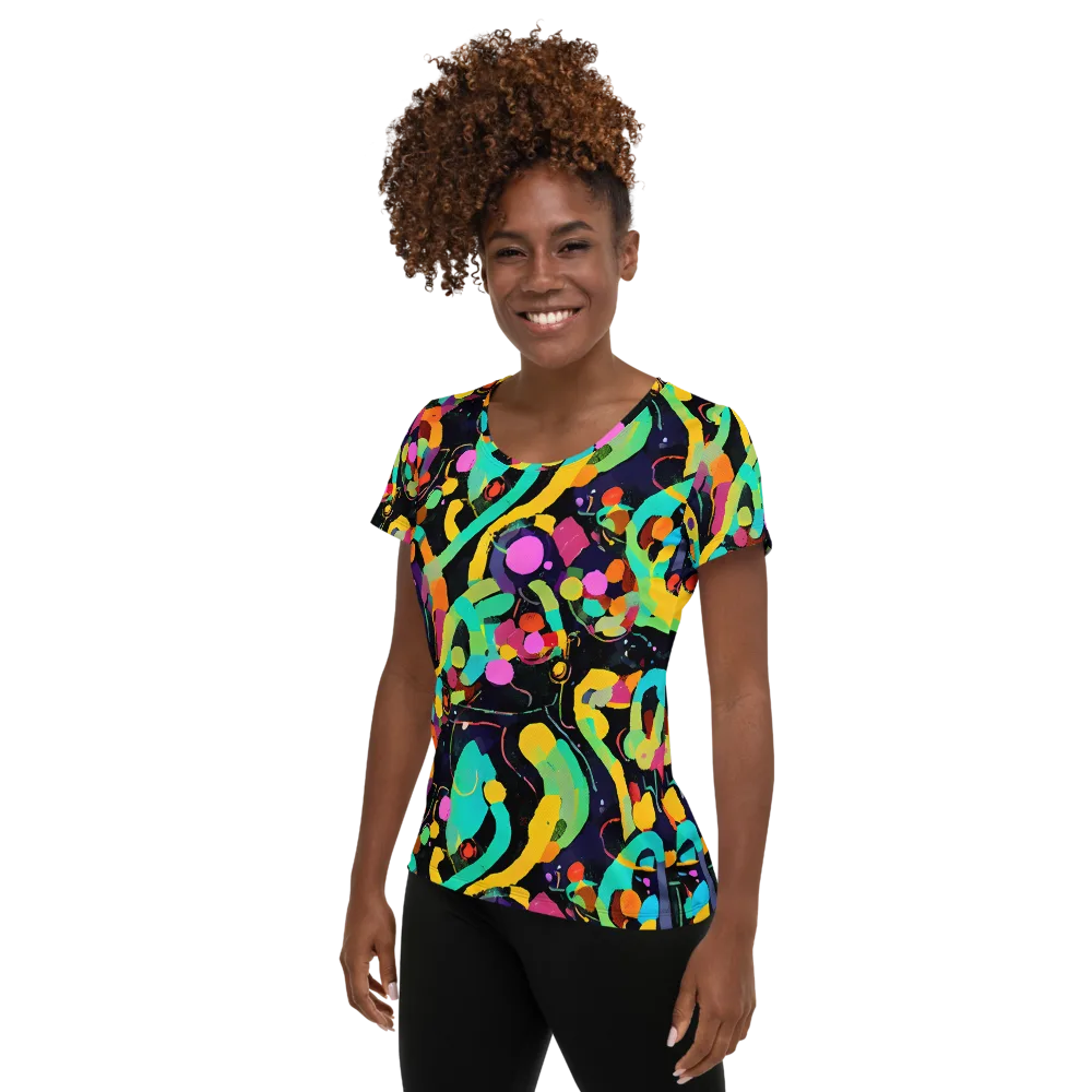 Neon Kinetic on Women's Athletic T-Shirt — Left